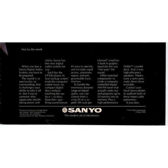 1984 Sanyo Digital Audio System Vintage Print Ad (L8) - Picture 3 of 3